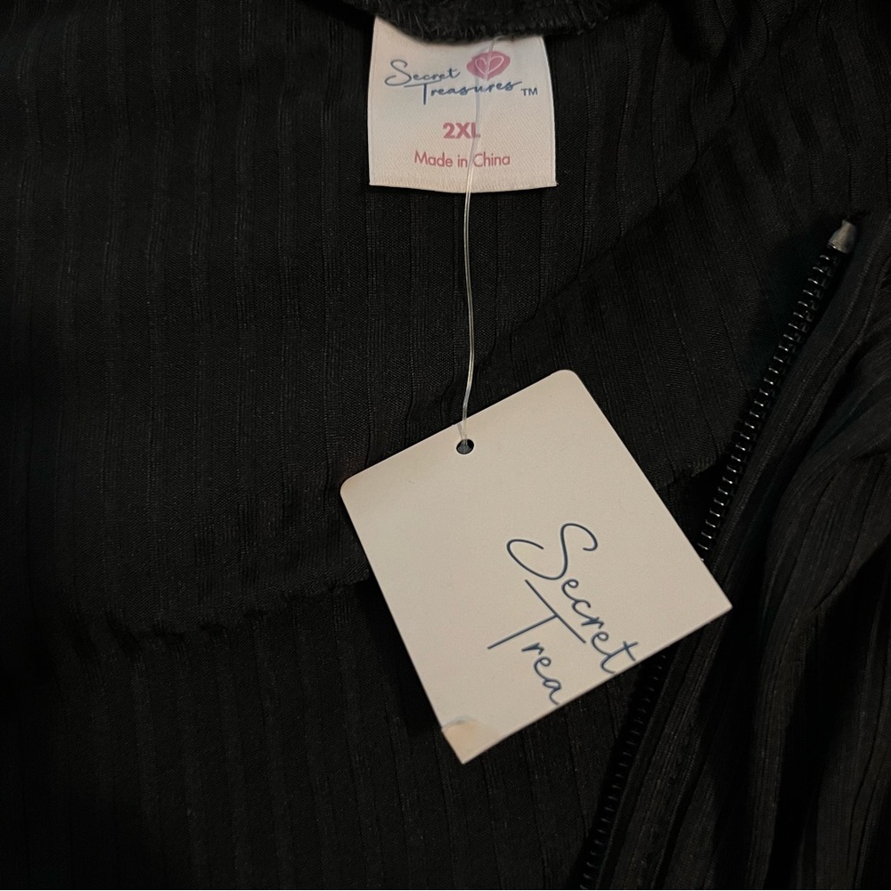 Secret Treasures Ribbed Zip-Up Sweatshirt With Hood - Picture 6 of 8